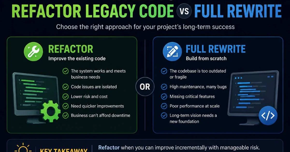 When to Refactor Legacy Code vs Full Rewrite